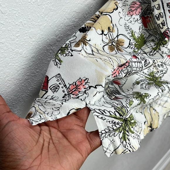 Cathy Daniels Floral Village Blouse Henley Button Down Short Sleeve Size 2X - Picture 6 of 9